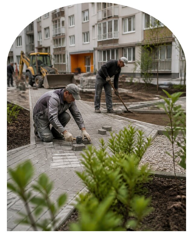 Благоустройство двора многоквартирного дома в Долгопрудном